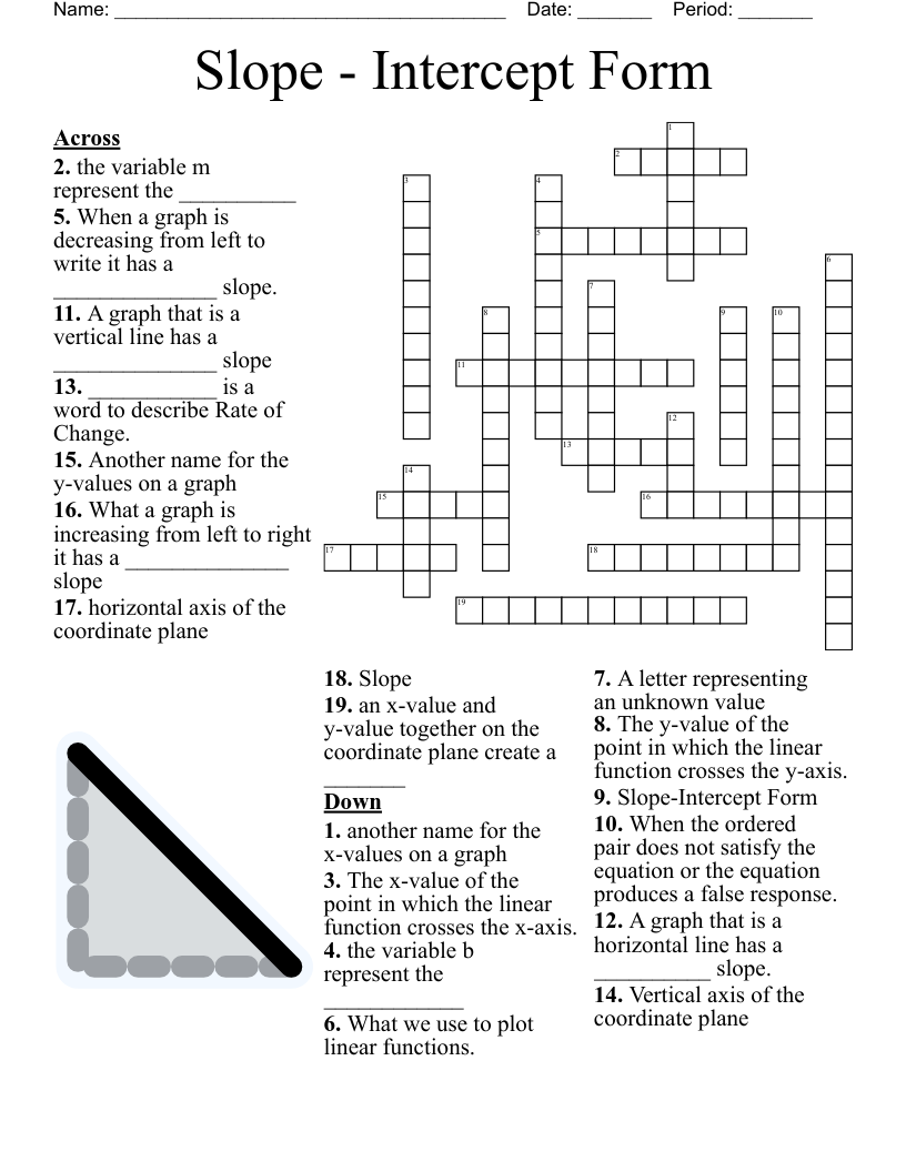 Slope Intercept Form Crossword WordMint