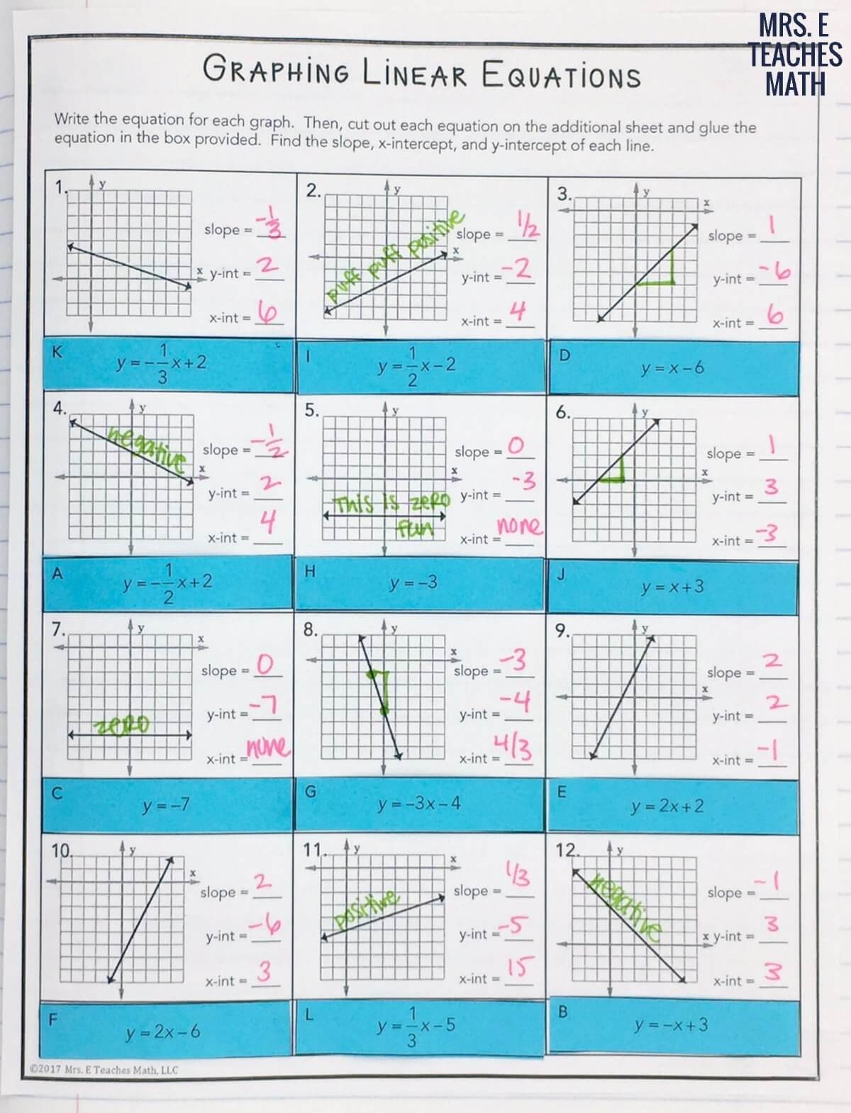 Math Slope Puzzle Worksheets Math Slope Puzzle Worksheets