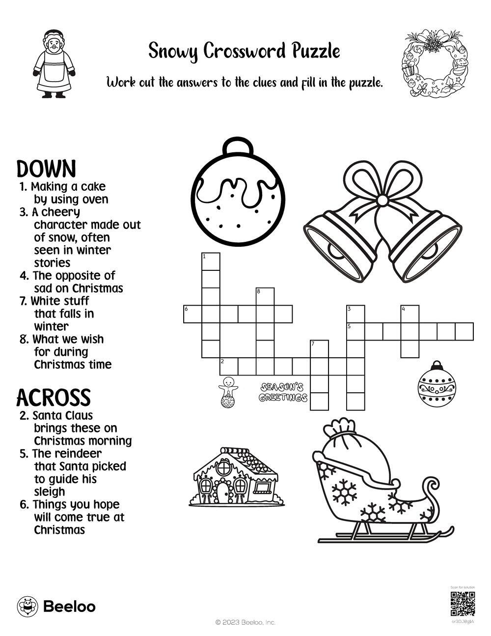 Snowy Crossword Puzzle Beeloo Printable Crafts And Activities For Kids