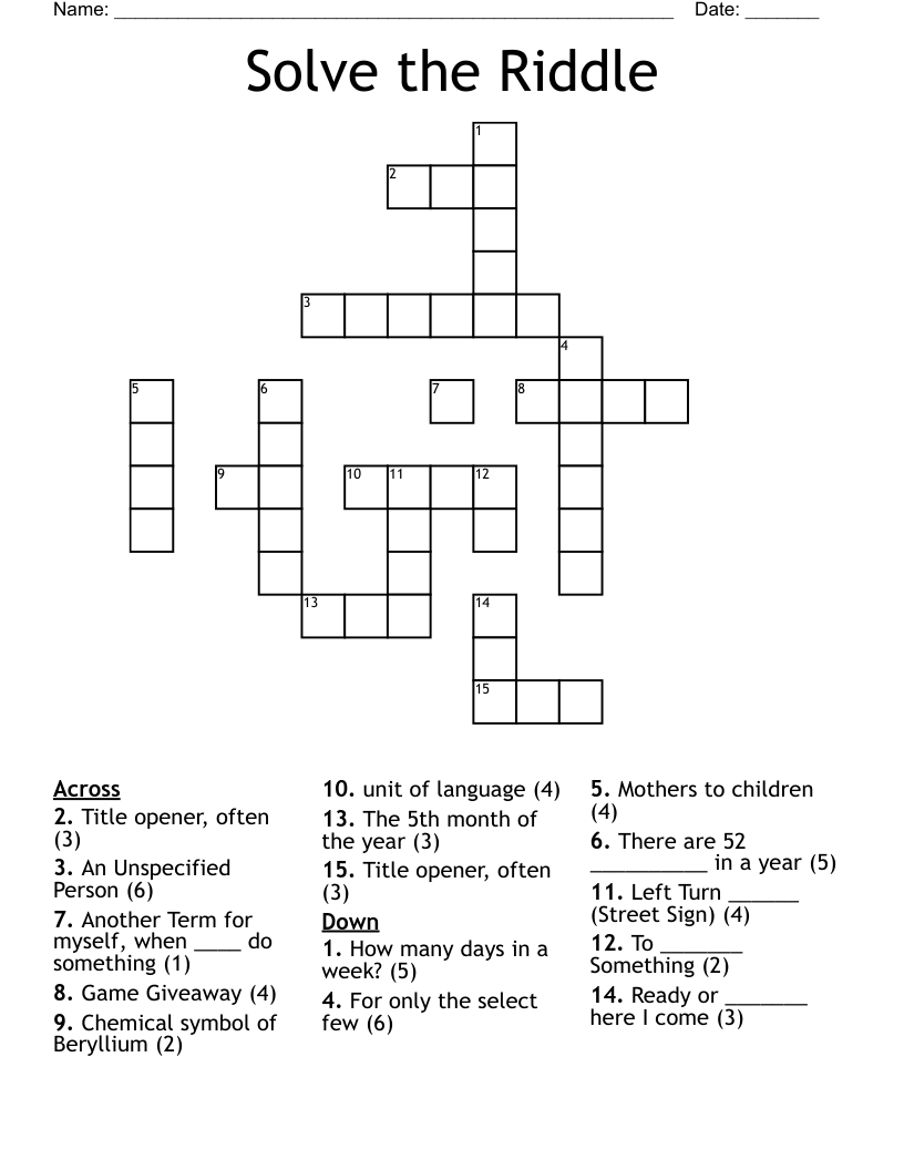 Solve The Riddle Crossword WordMint