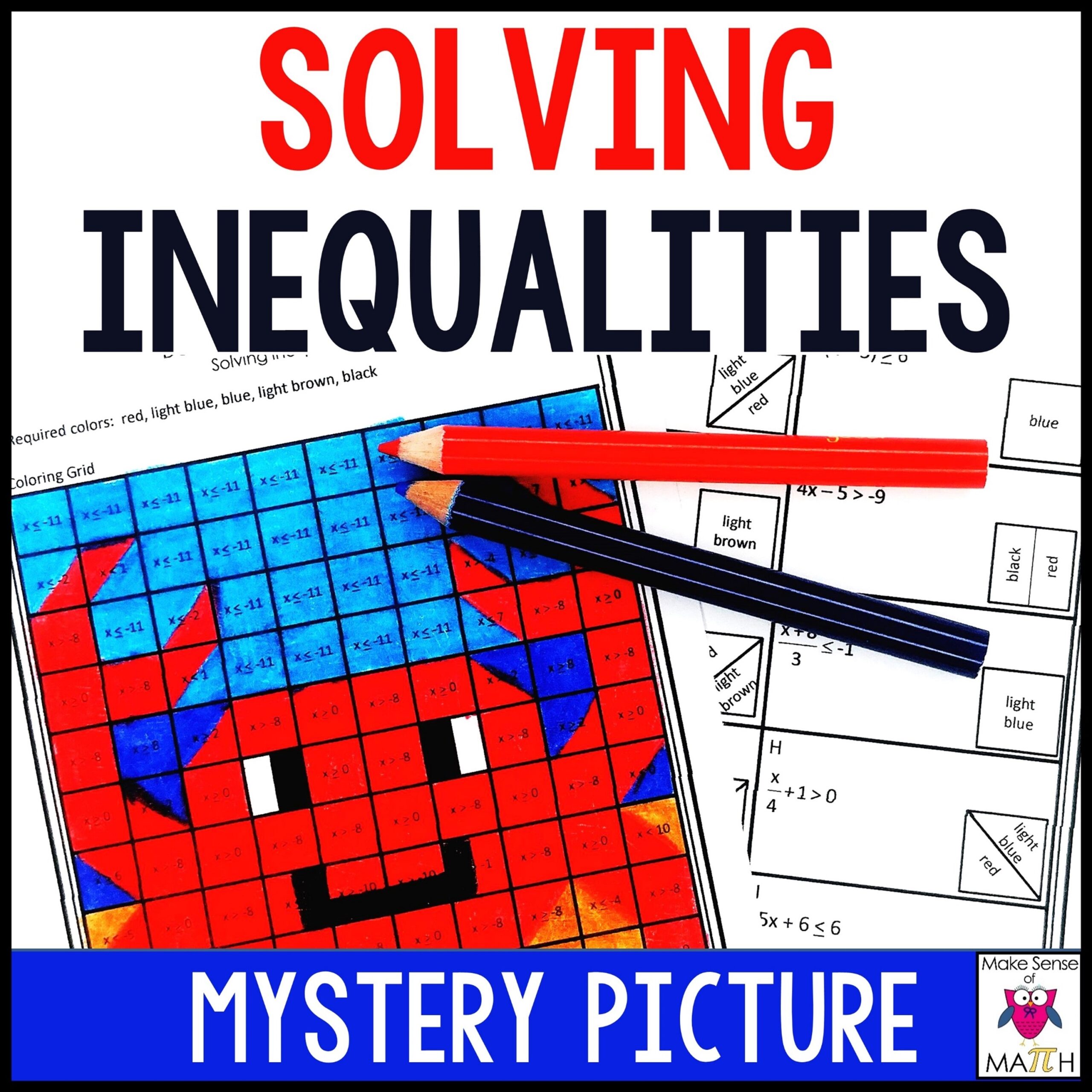 Solving Inequalities Coloring Activity Mystery Picture