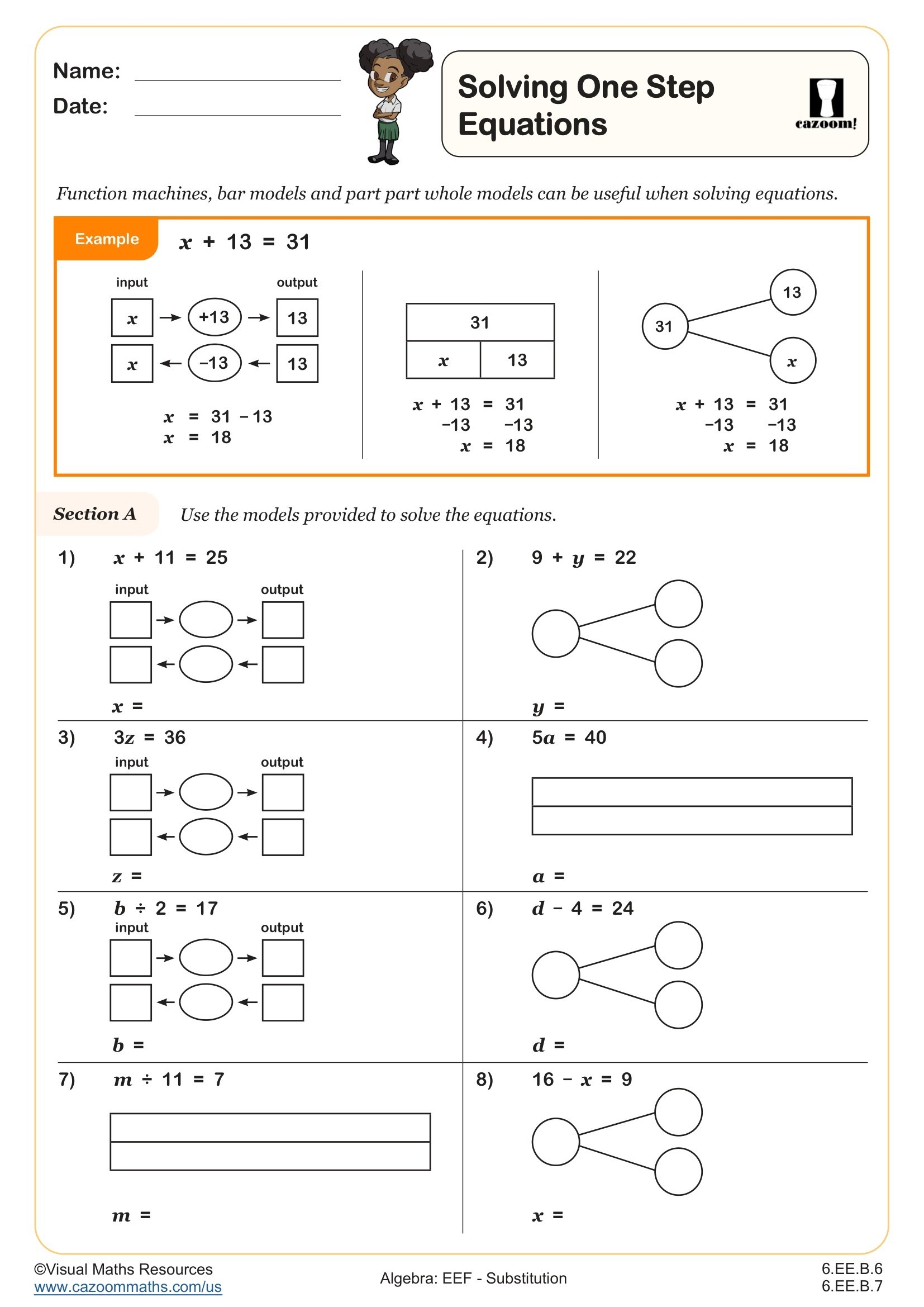 Solving One Step Equations Worksheet Fun And Engaging 6th Grade And 6th Grade Algebra EEF Worksheet Solving One Step Equations Worksheet Fun And Engaging 6th Grade And 6th Grade Algebra EEF Worksheet