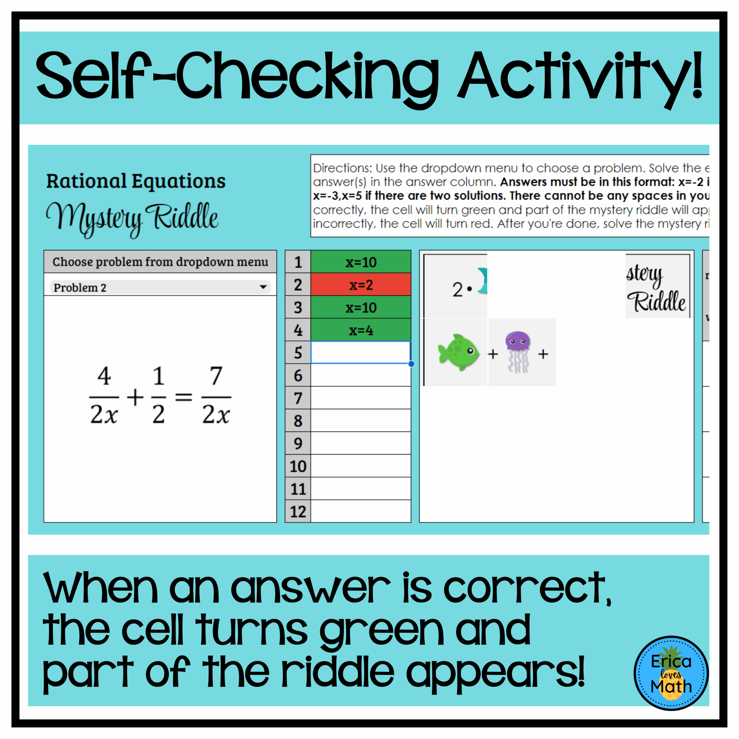 Solving Rational Equations Digital Mystery Riddle Activity Classful