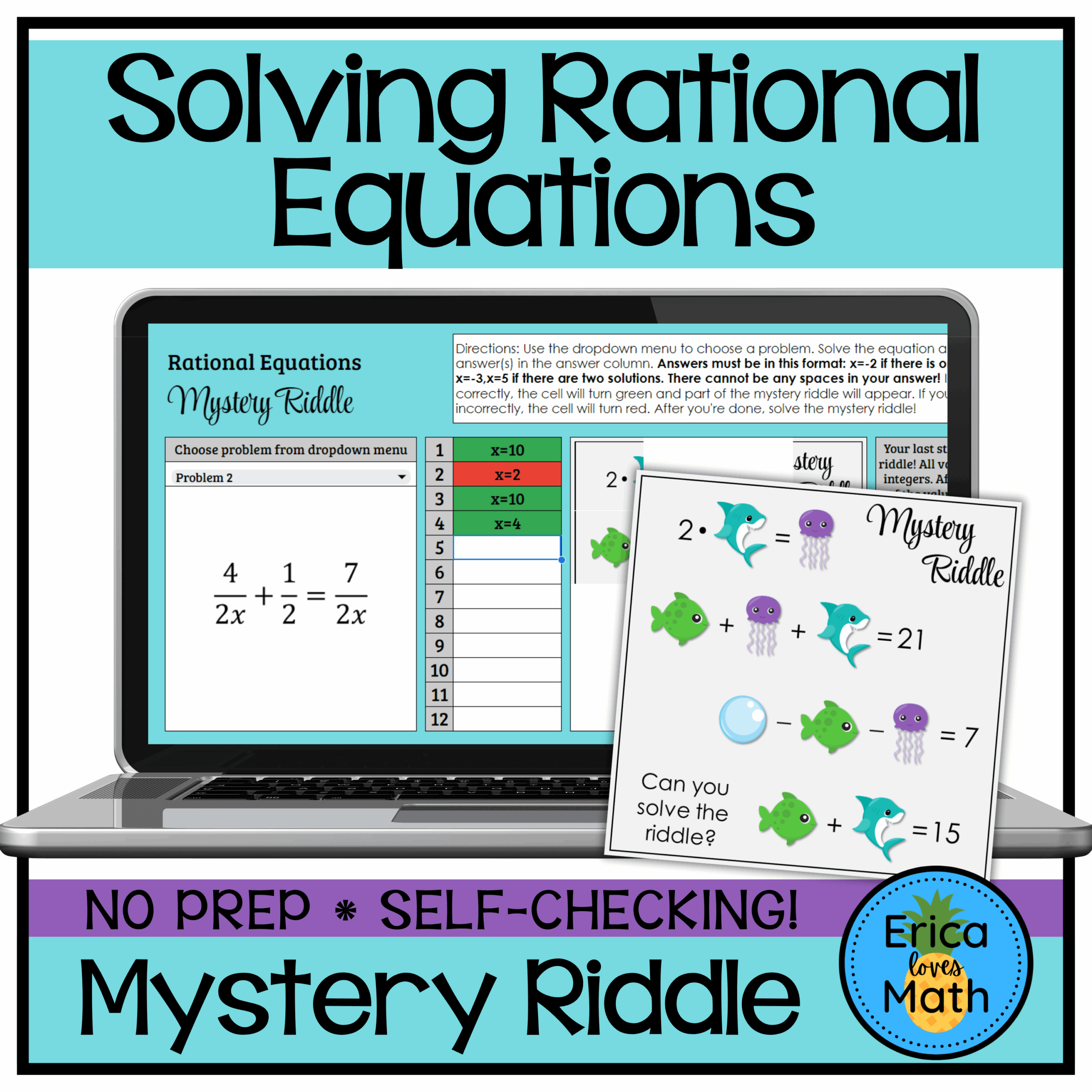 Solving Rational Equations Digital Mystery Riddle Activity Classful