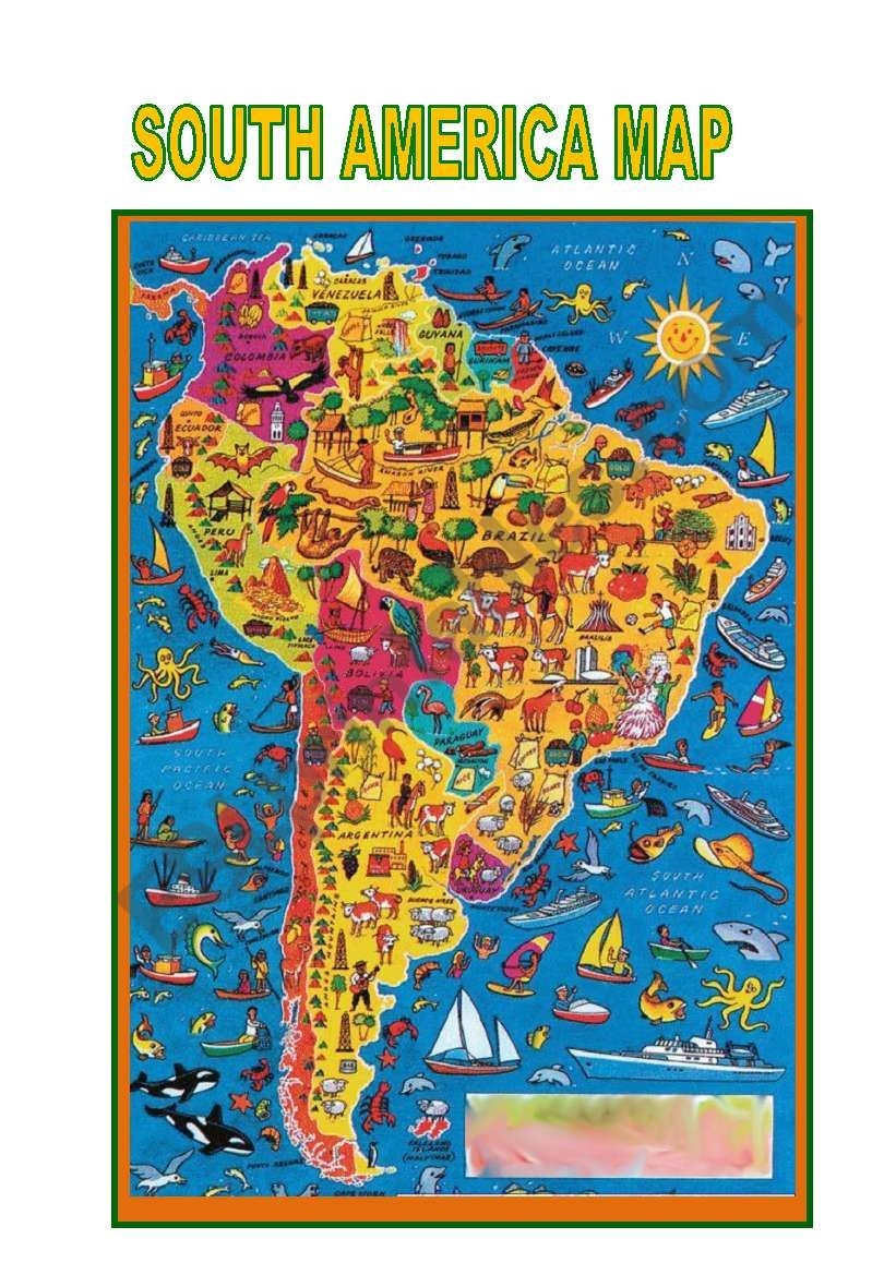 South America Map ESL Worksheet By Miss o