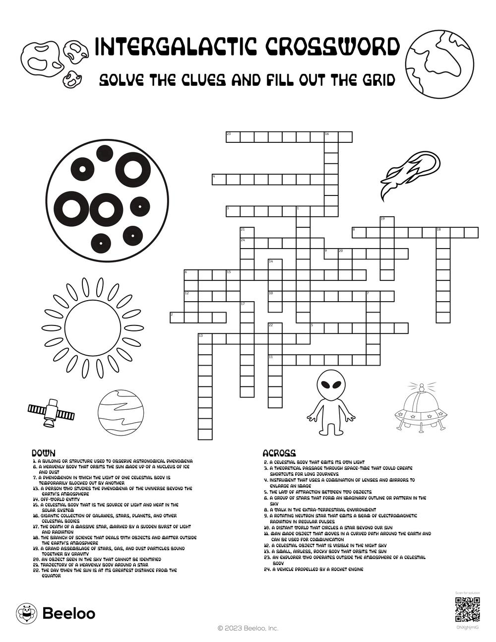Space themed Crossword Puzzles Beeloo Printable Crafts And 