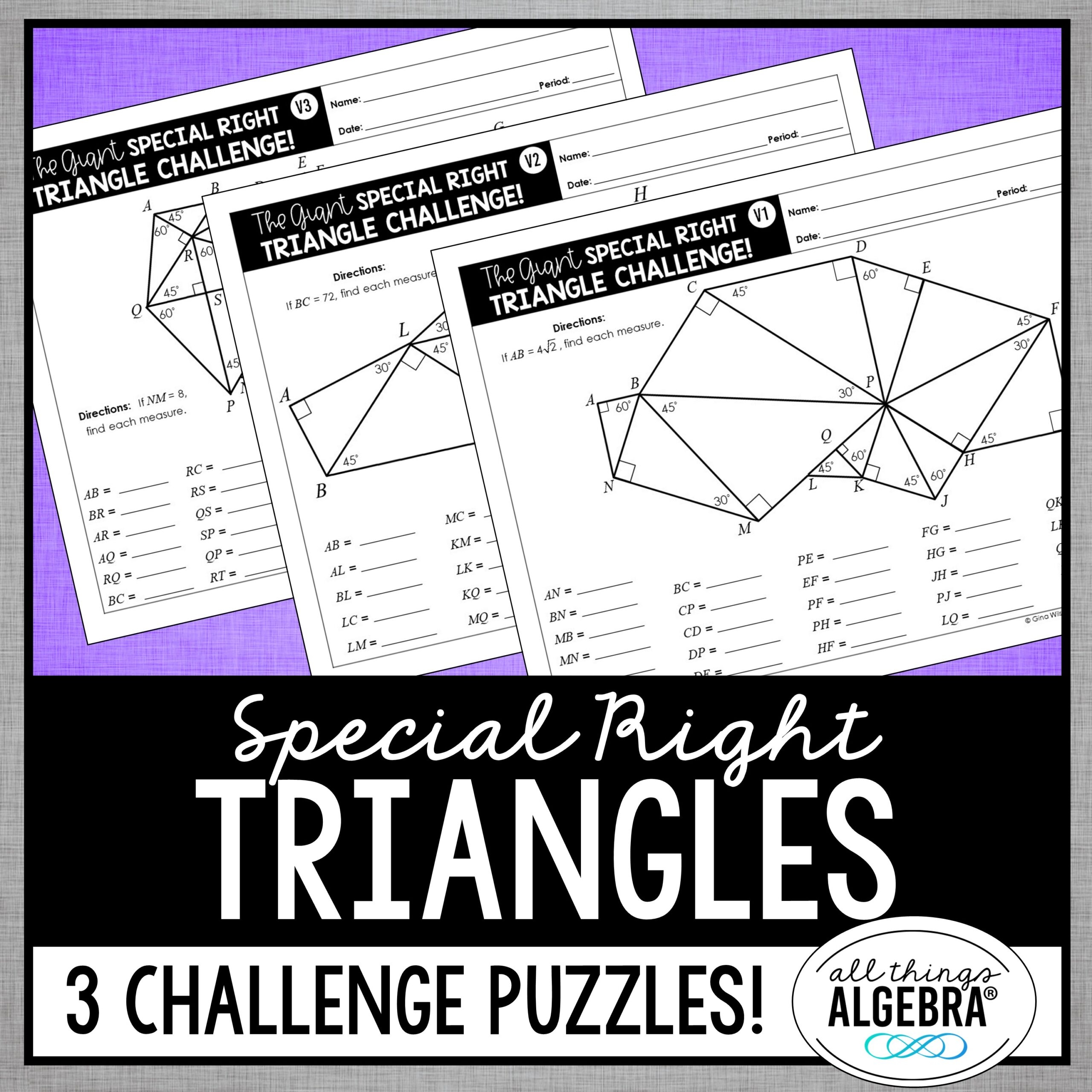 Special Right Triangles Challenge Puzzles Special Right Triangles Challenge Puzzles