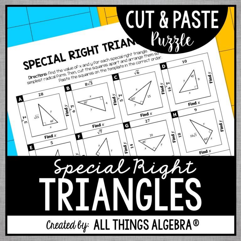 Special Right Triangles Cut U0026 Paste Puzzle
