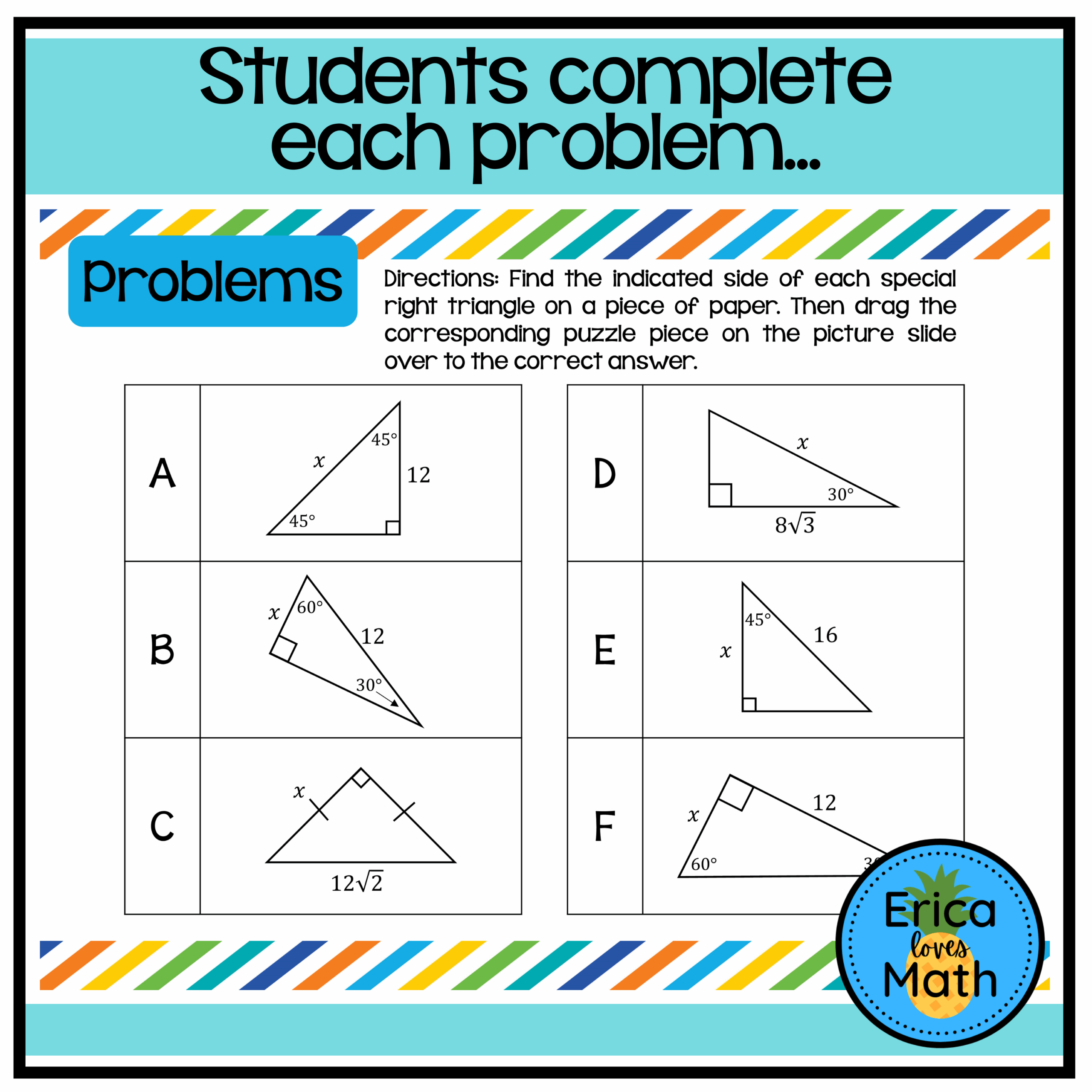 Special Right Triangles Digital Activity Picture Puzzle Classful Special Right Triangles Digital Activity Picture Puzzle Classful
