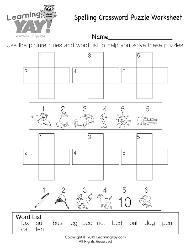 Free Printable Grammar Crossword Puzzles