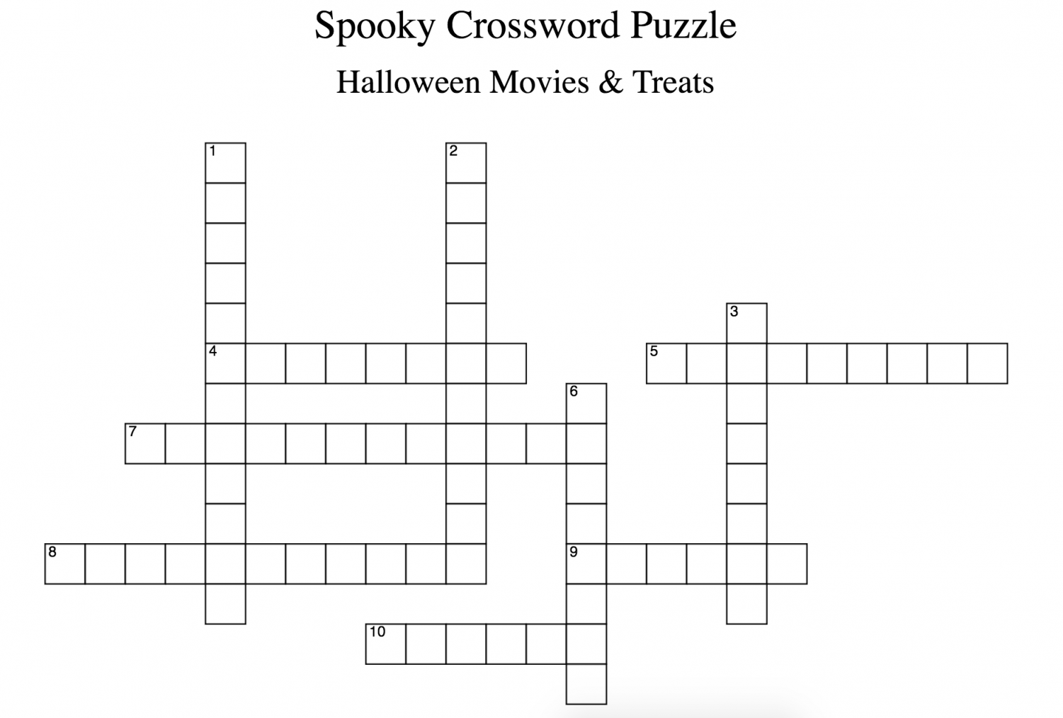 Spooky Crossword Puzzle Halloween Movies U0026 Treats The Oarsman