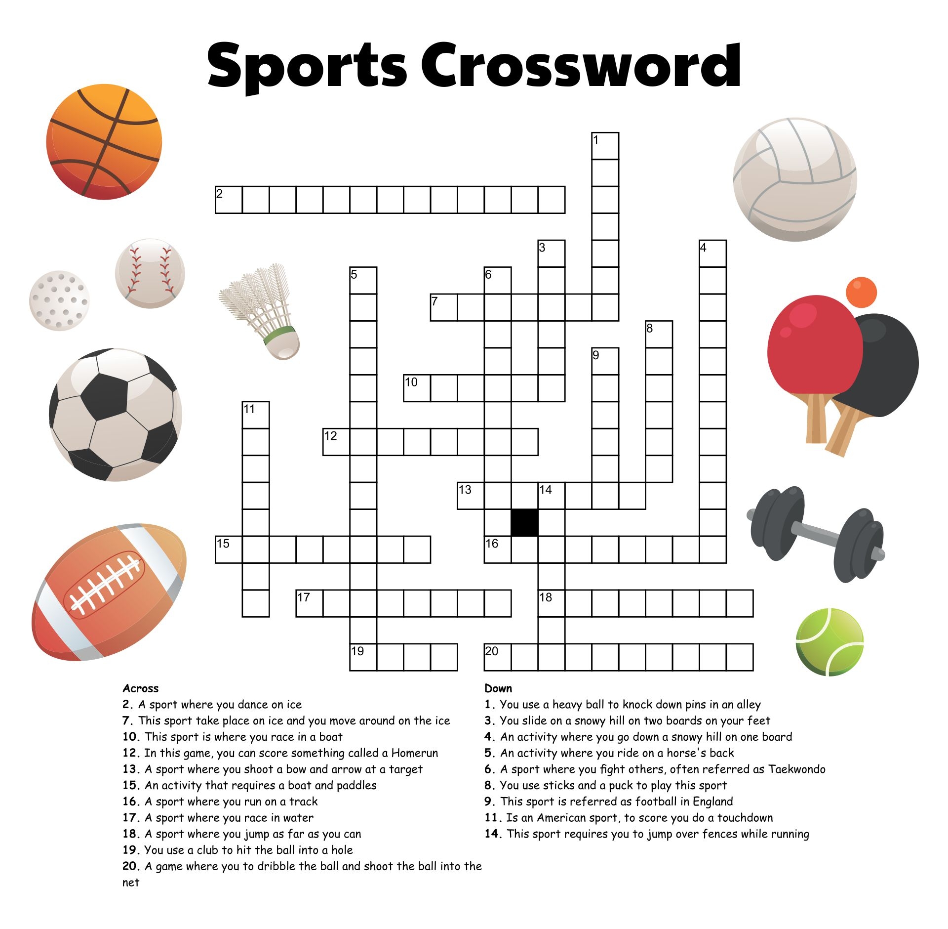 Sports Crossword Puzzle Beeloo Printable Crafts And Activities Worksheets Library Sports Crossword Puzzle Beeloo Printable Crafts And Activities Worksheets Library