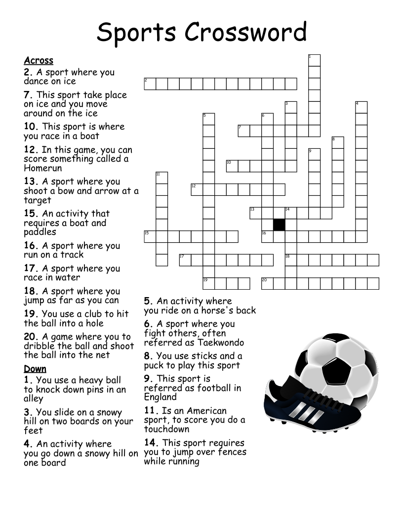 Esl Worksheets Sports Crossword Puzzle Esl Worksheets Sports Crossword Puzzle