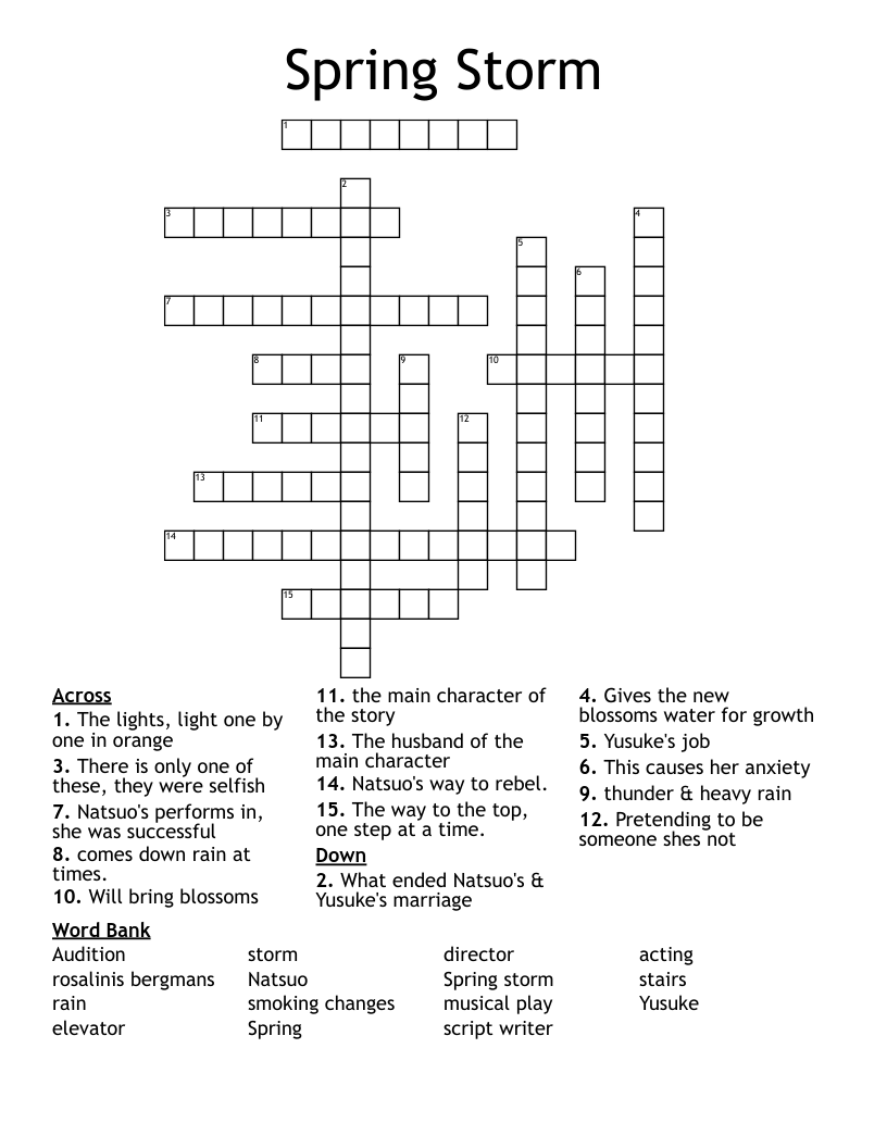 Spring Storm Crossword WordMint Spring Storm Crossword WordMint