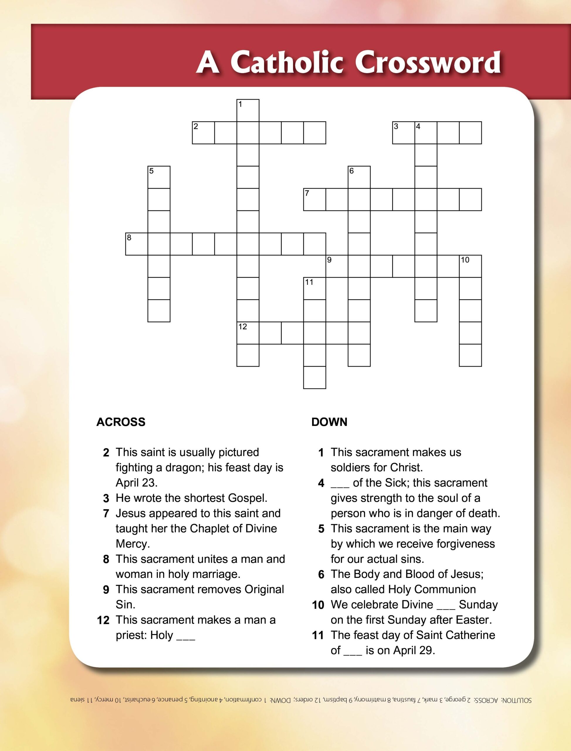 St George U0026 Sacraments Crossword