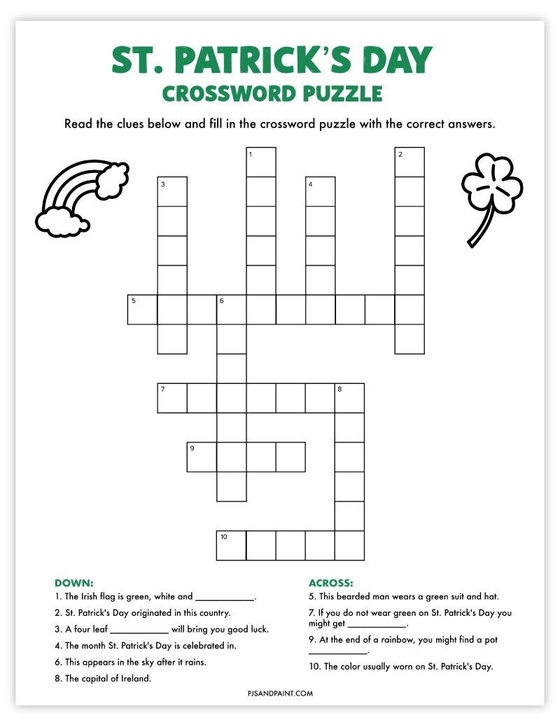 St Patricks Day Crossword Puzzle Free Printable Game St Patricks Day Crossword Puzzle Free Printable Game
