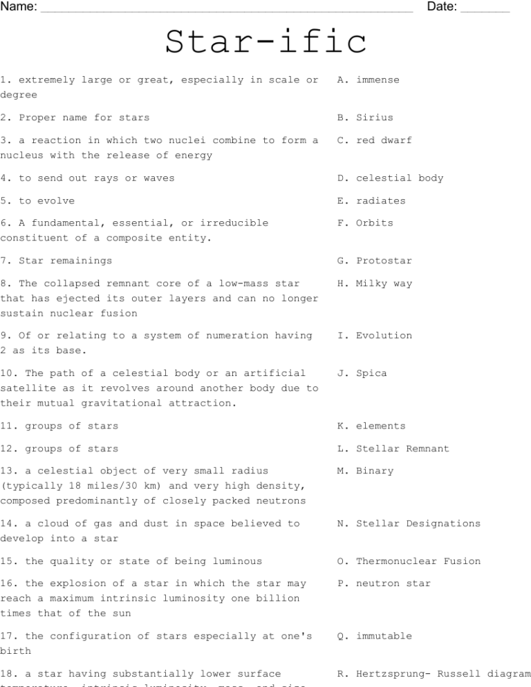 Star ific Worksheet WordMint