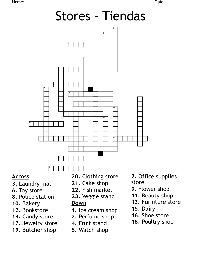 Stores Tiendas Crossword WordMint