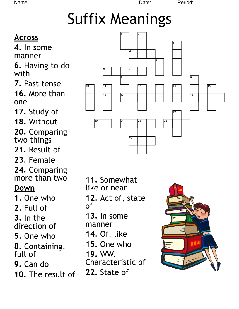 Suffixes Crossword WordMint