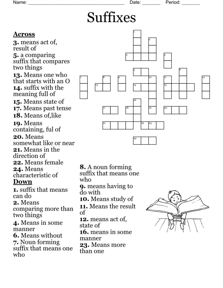 Suffixes Crossword WordMint