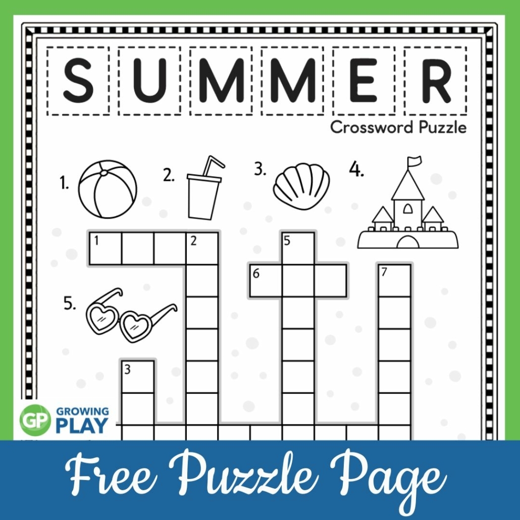 Summer Crossword Puzzle Free Printable Growing Play