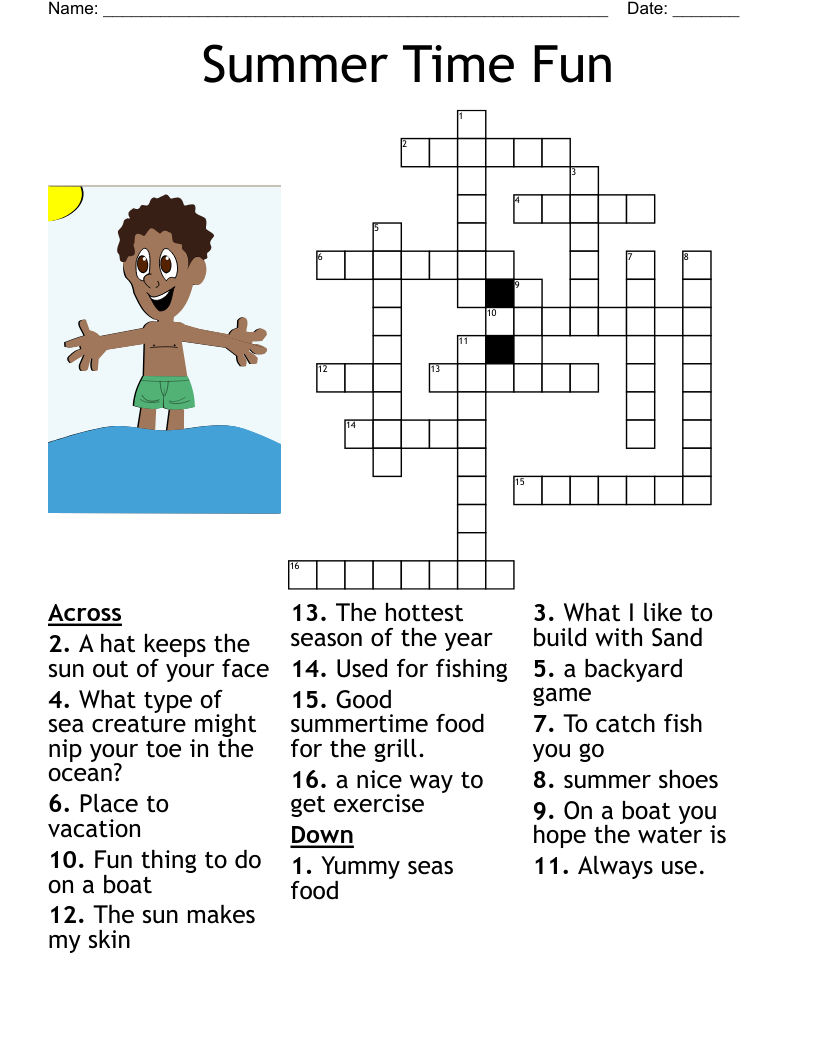 Summer Crossword Puzzle Answer Key