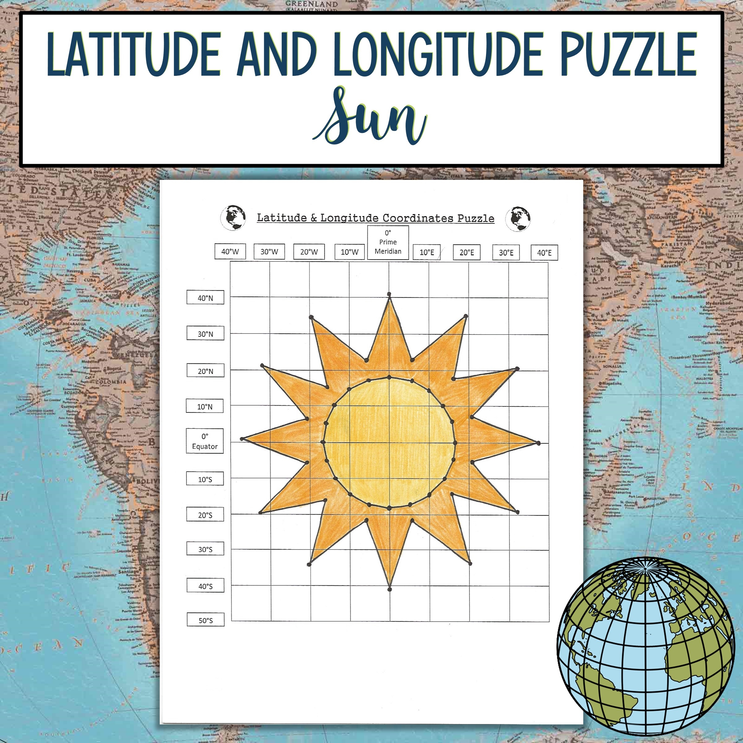 Sun Latitude And Longitude Practice Puzzle Activity