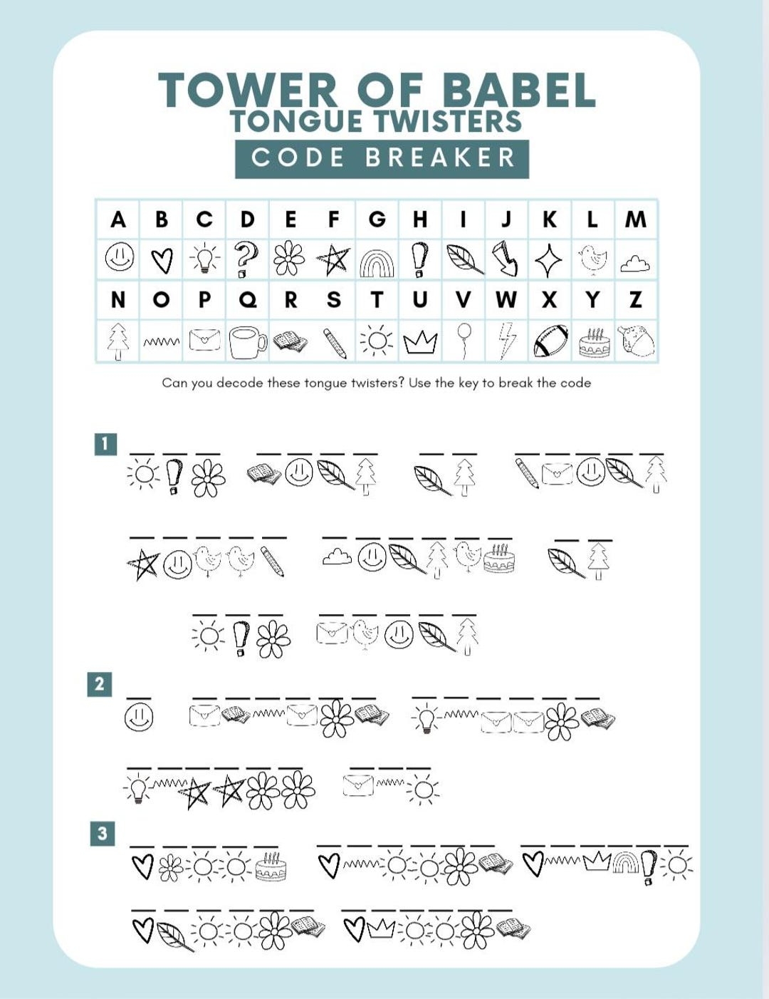 Sunday School Worksheet Tower Of Babel Tongue Twisters Etsy Sunday School Worksheet Tower Of Babel Tongue Twisters Etsy