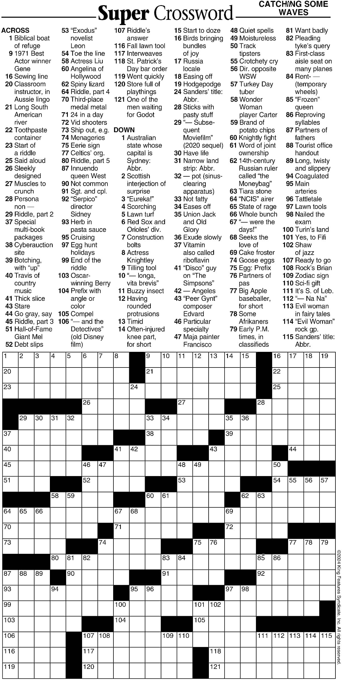Super Crossword Catching Some Waves Your West Central Voice Super Crossword Catching Some Waves Your West Central Voice
