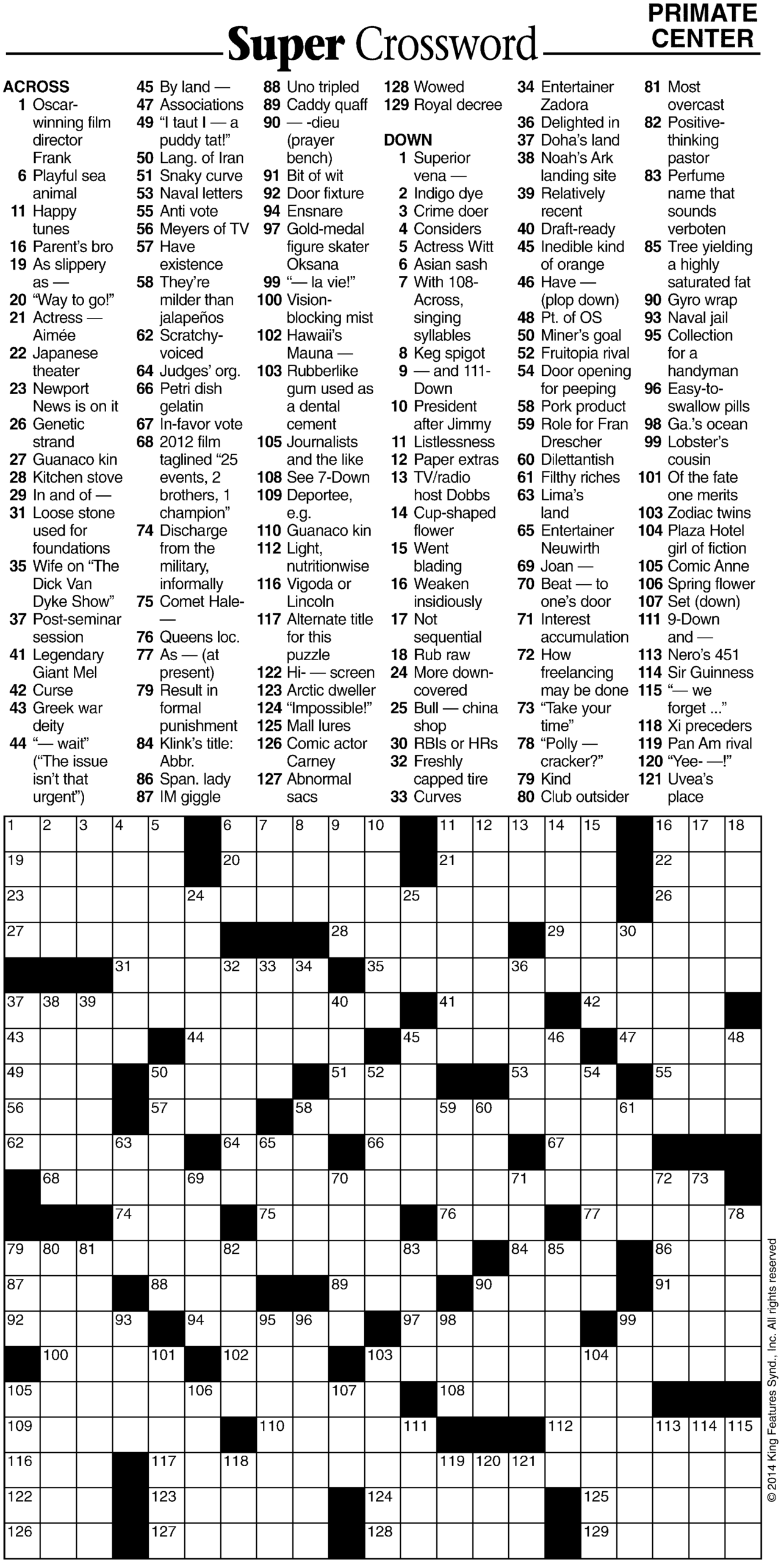 Super Crossword Puzzle Super Crossword Puzzle