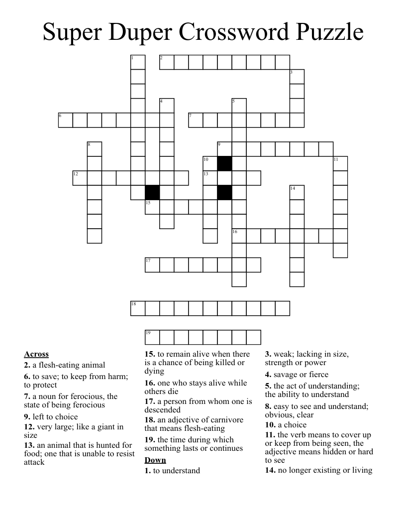 Super Duper Crossword Puzzle WordMint