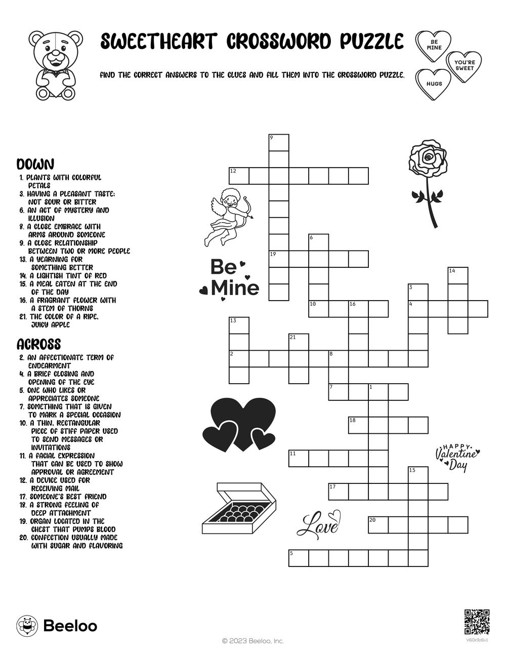 Sweetheart Crossword Puzzle Beeloo Printable Crafts And Sweetheart Crossword Puzzle Beeloo Printable Crafts And