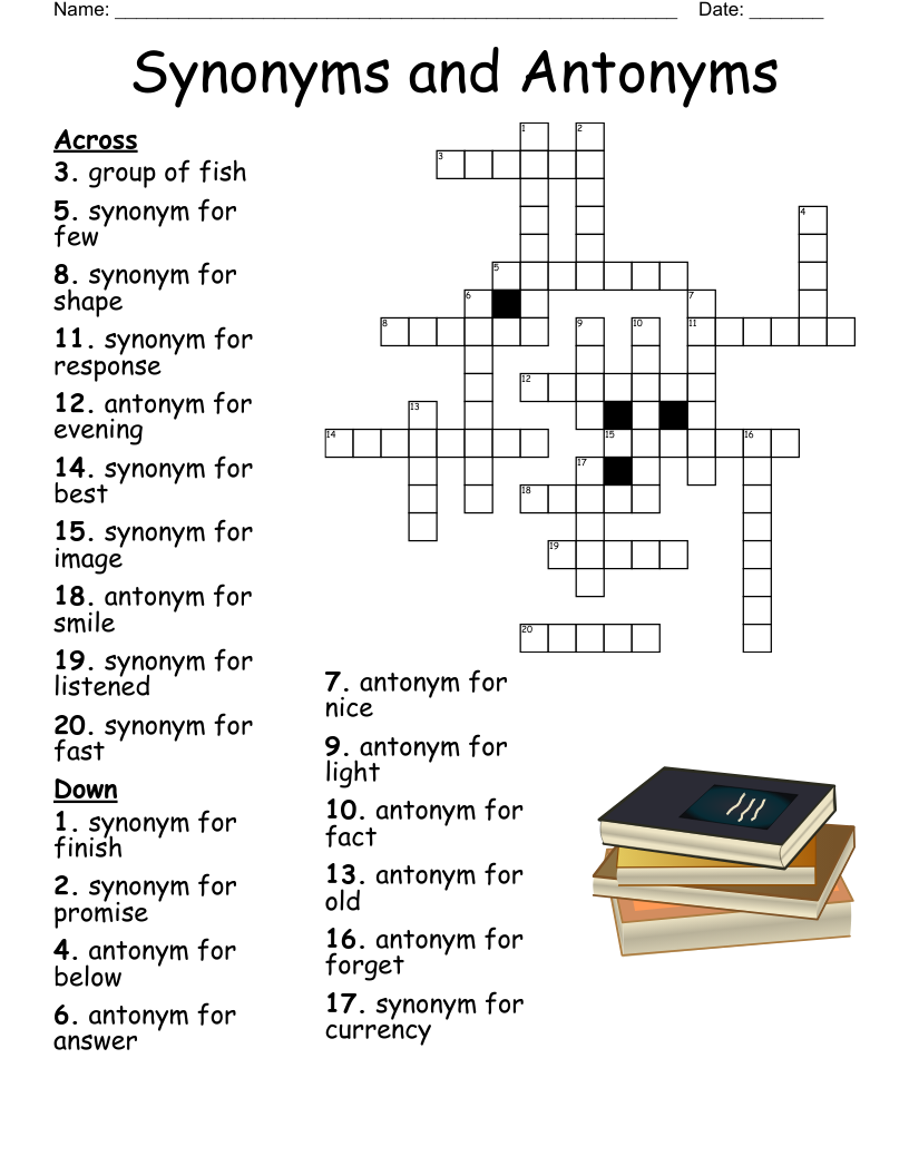 Synonyms And Antonyms Crossword WordMint