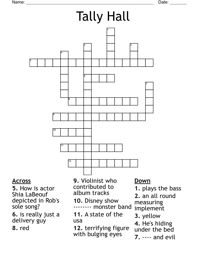 Tally Hall Crossword WordMint Tally Hall Crossword WordMint