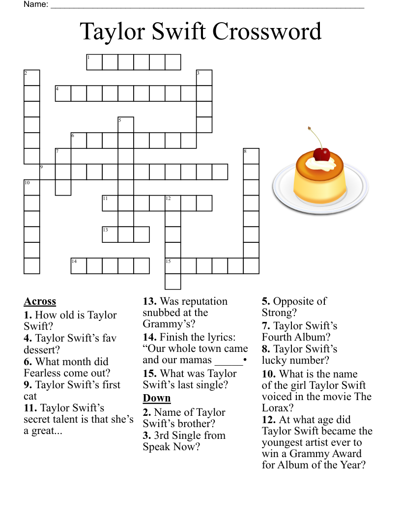 Taylor Swift Crossword WordMint