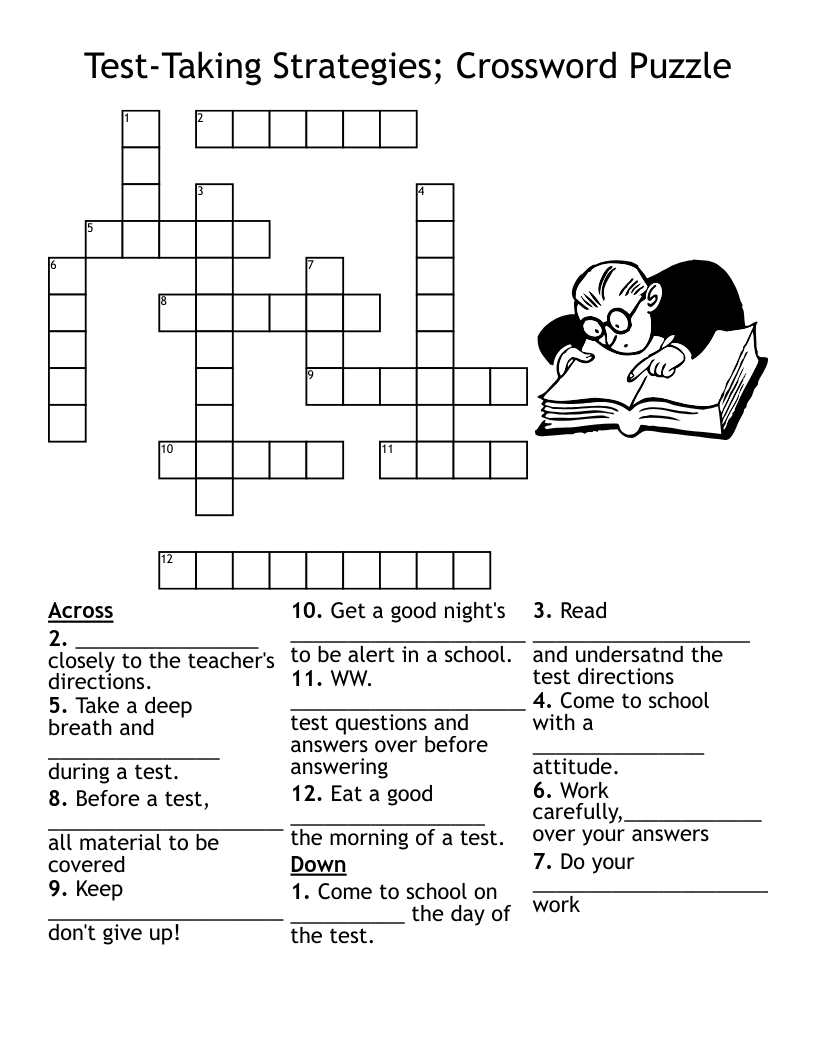 Test Taking Strategies Crossword Puzzle WordMint