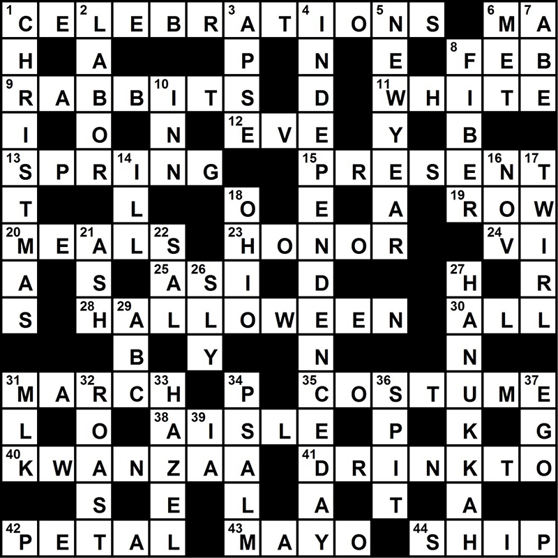 Test Yourself With A Holiday Crossword Puzzle Worksheets Library