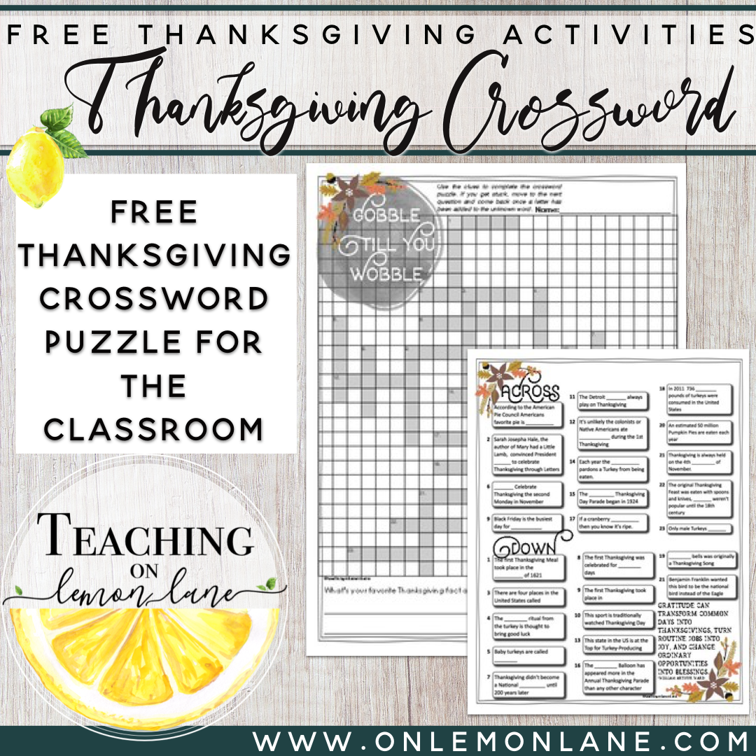 Thanksgiving Activities Thanksgiving Crossword Puzzle Coloring Page FREE Thanksgiving Activities Thanksgiving Crossword Puzzle Coloring Page FREE