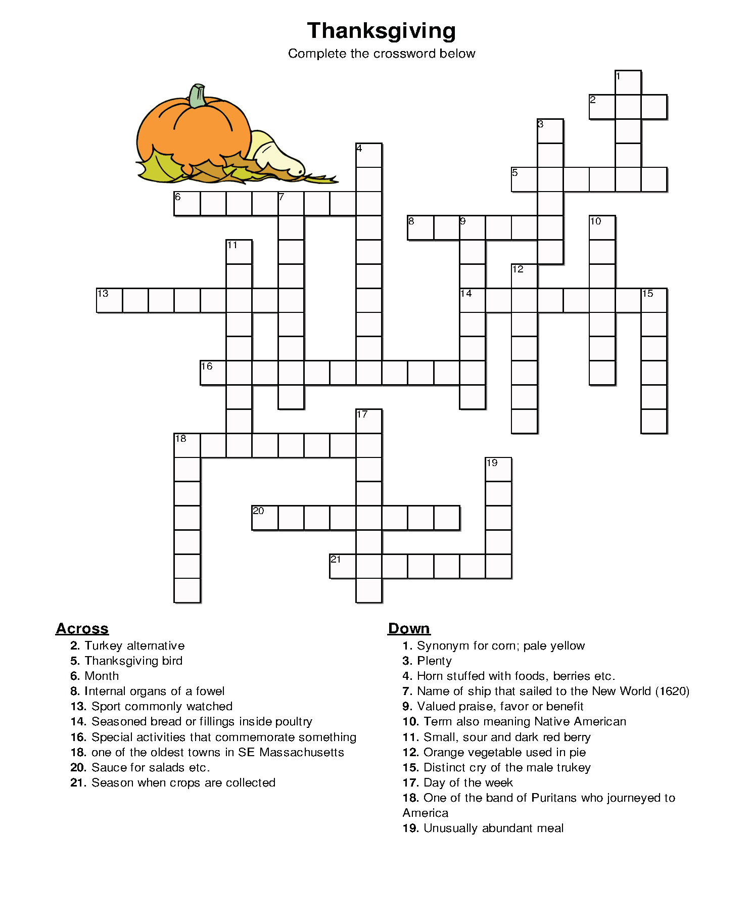 Thanksgiving Crossword Puzzle Best Coloring Pages For Kids Thanksgiving Crossword Puzzle Best Coloring Pages For Kids