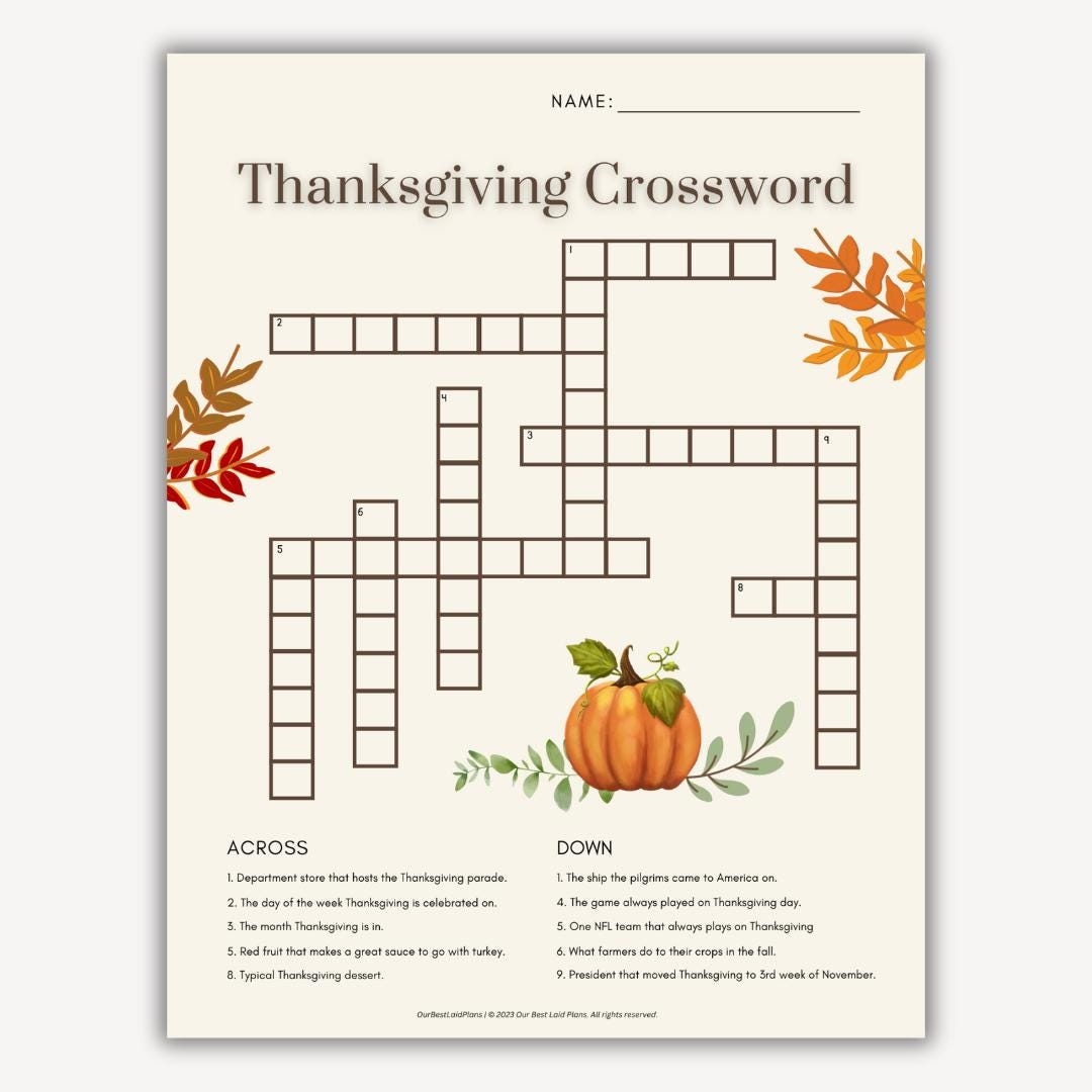 Thanksgiving Crossword Puzzle Thanksgiving Crossword Printable Thanksgiving Crossword Puzzle Thanksgiving Crossword Printable