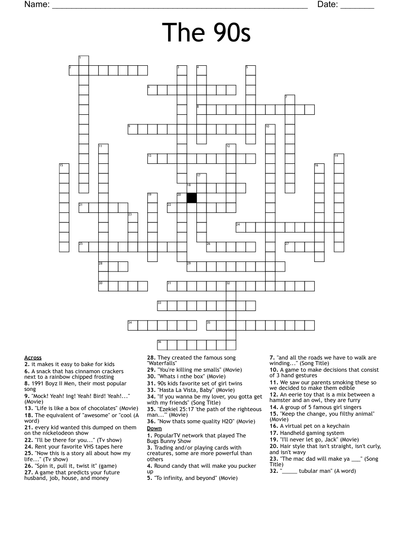 The 90s Crossword WordMint