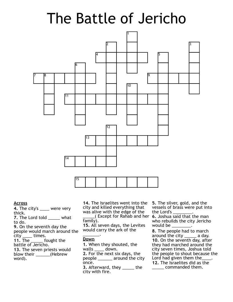 The Battle Of Jericho Crossword WordMint The Battle Of Jericho Crossword WordMint