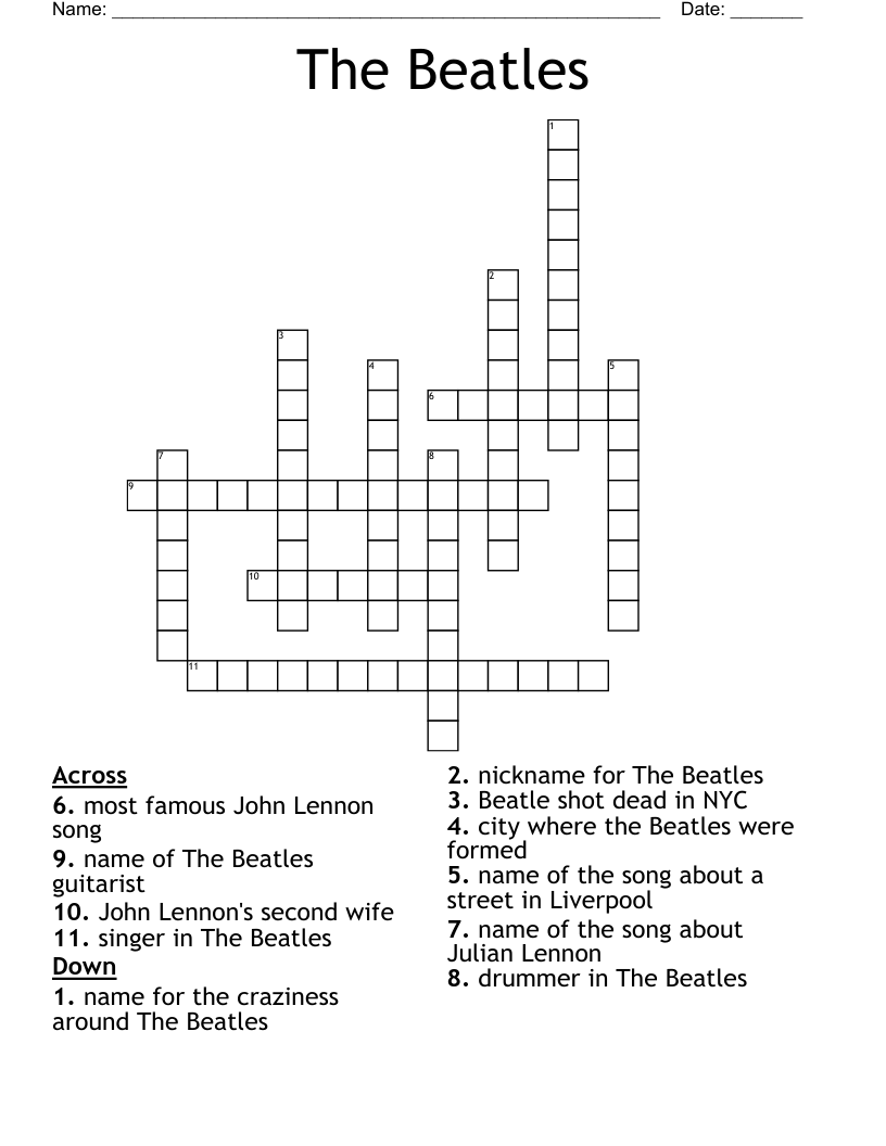 The Beatles Crossword WordMint