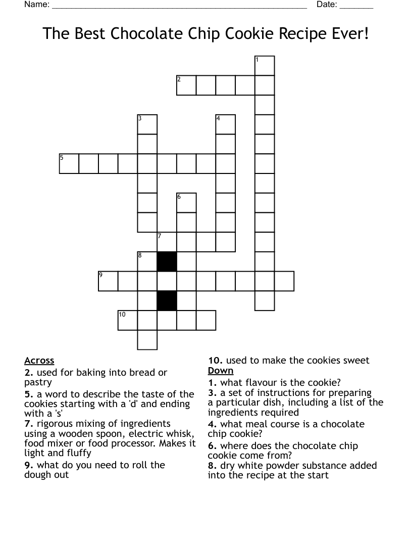 The Best Chocolate Chip Cookie Recipe Ever Crossword WordMint The Best Chocolate Chip Cookie Recipe Ever Crossword WordMint