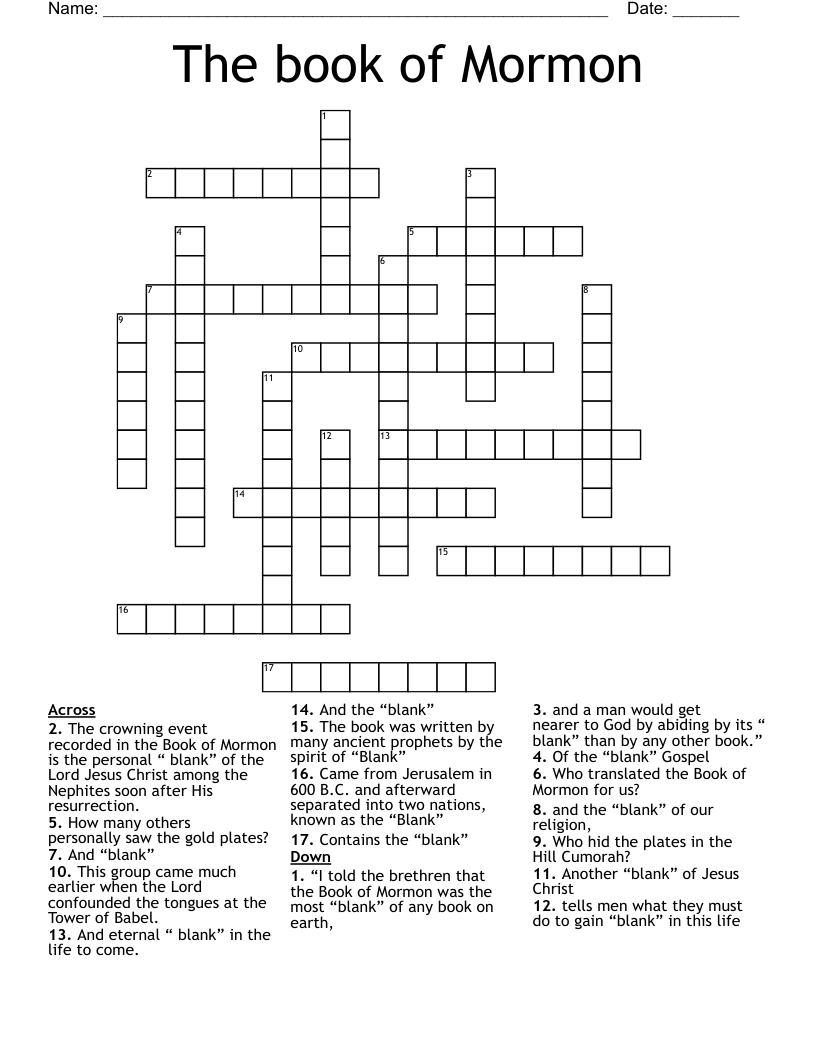 Lds Crossword Puzzles Printable