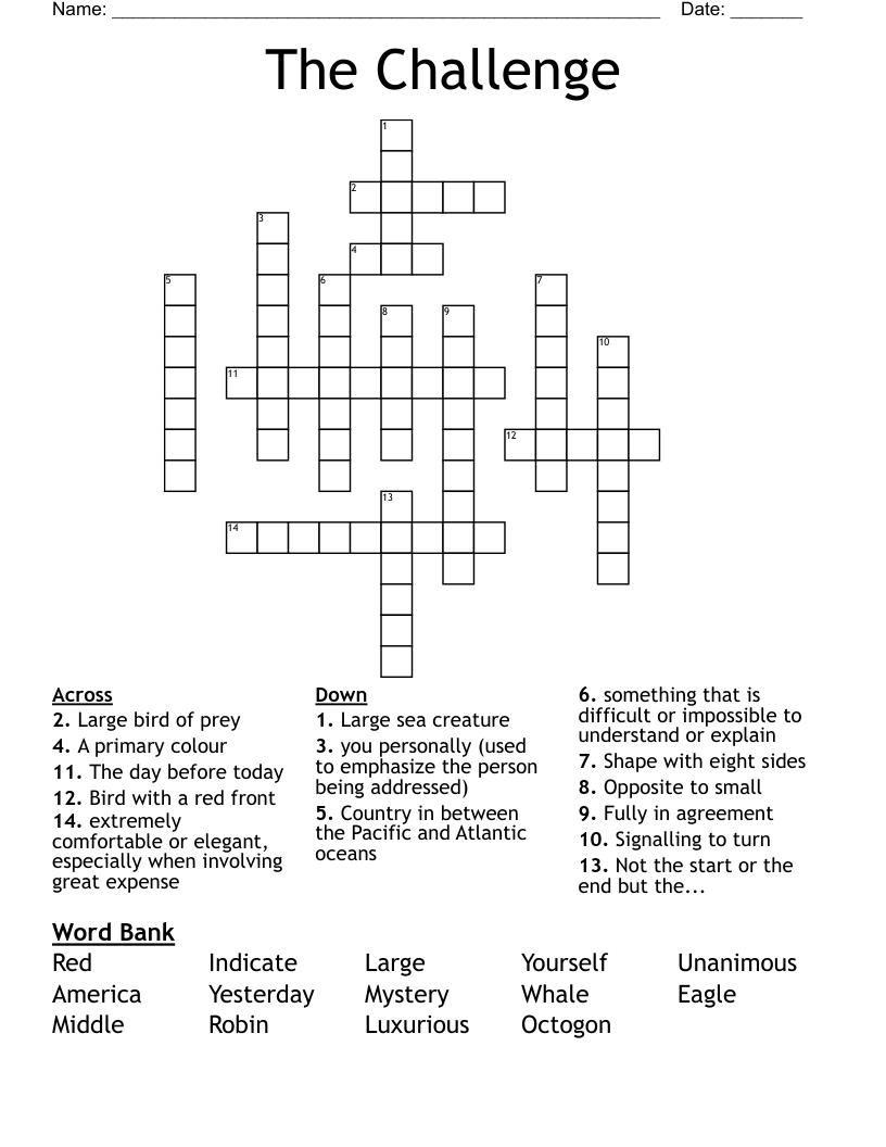 The Challenge Crossword WordMint
