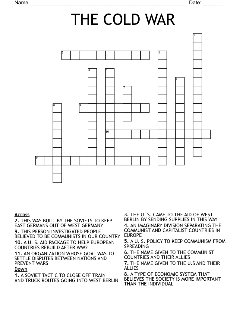 THE COLD WAR Crossword WordMint THE COLD WAR Crossword WordMint