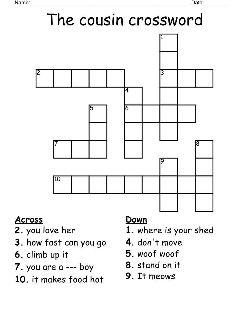 The Cousin Crossword WordMint