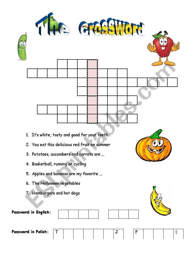 Healthy Crossword Puzzle Healthy Crossword Puzzle