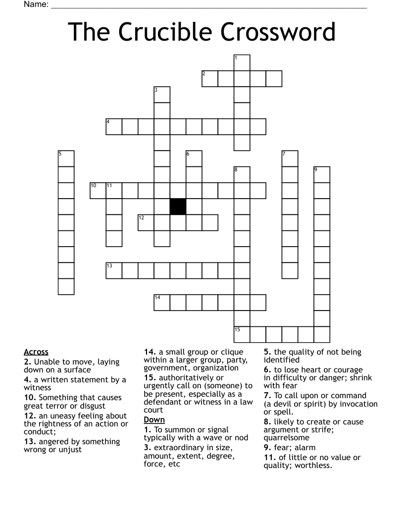 The Crucible Crossword WordMint